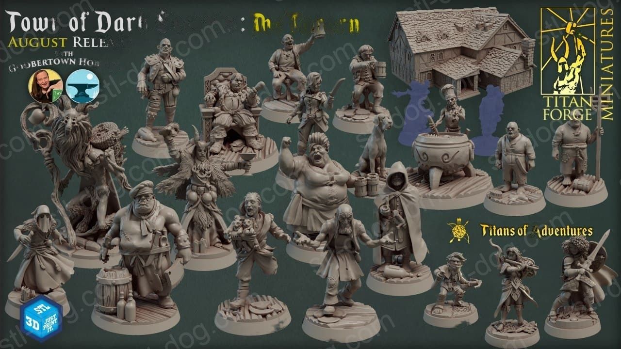 黑暗秘密之城:酒馆 Gobertown Townfolks 3D打印图纸